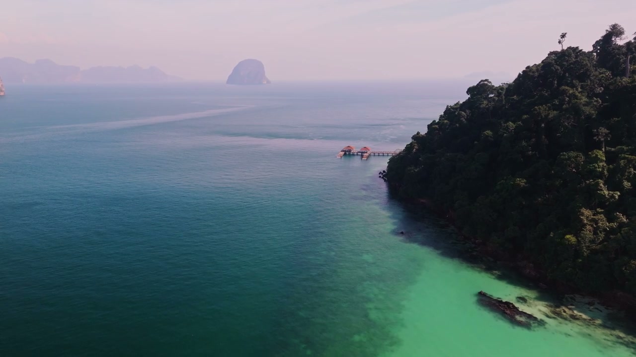 Tropical Island Coastline Aerial View