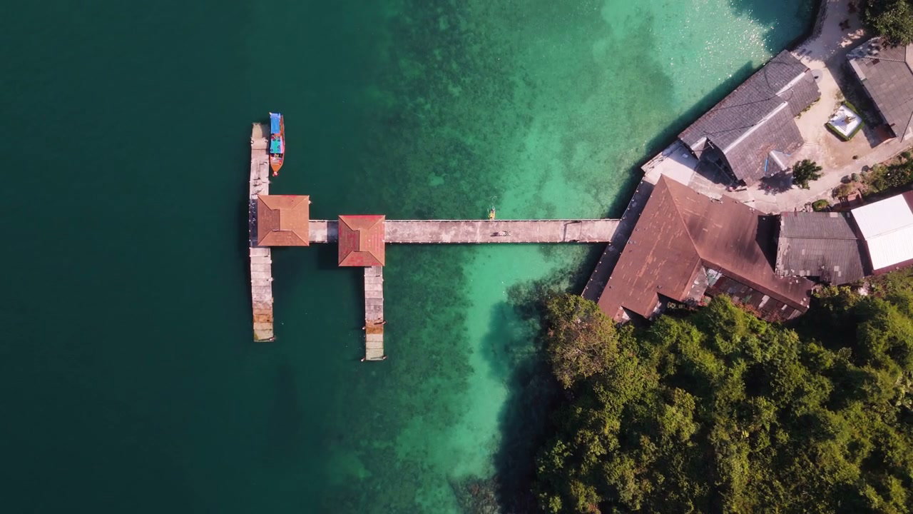 Aerial Tropical Island Pier