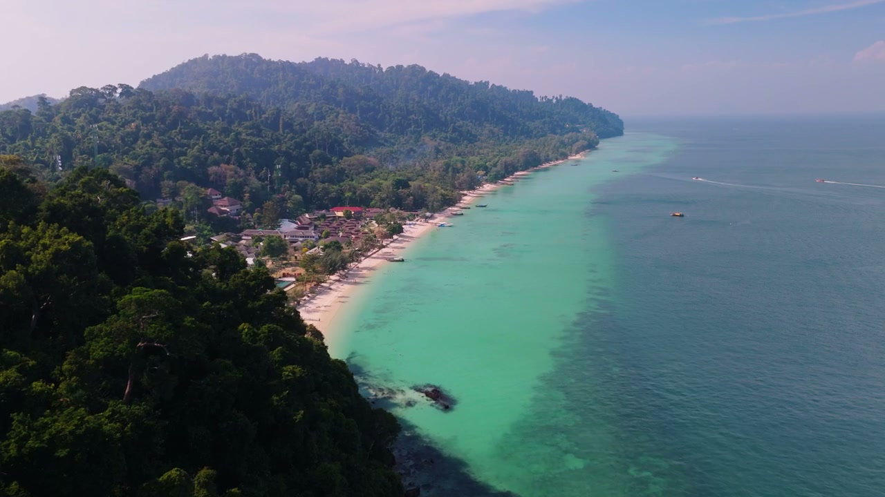 Azure Ocean Coastline and Tropical Island Beach