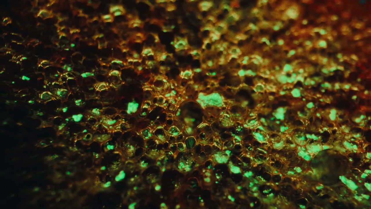 Toxic Glowing Bubbles Close Up