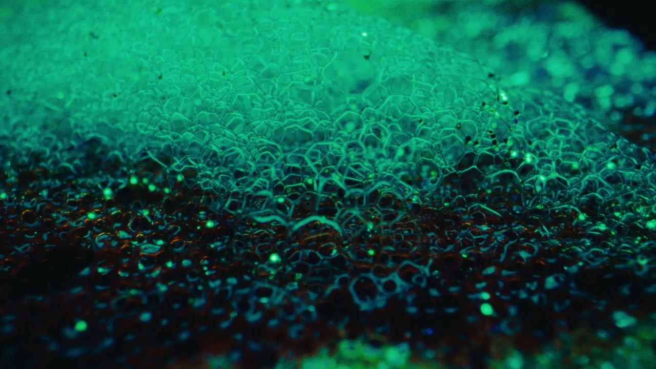 Fluorescent Green Bubbles and Foam Macro