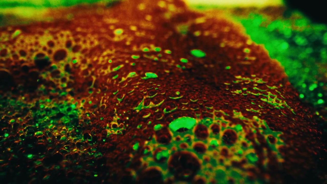 Red and Green Abstract Bubbling Fluid