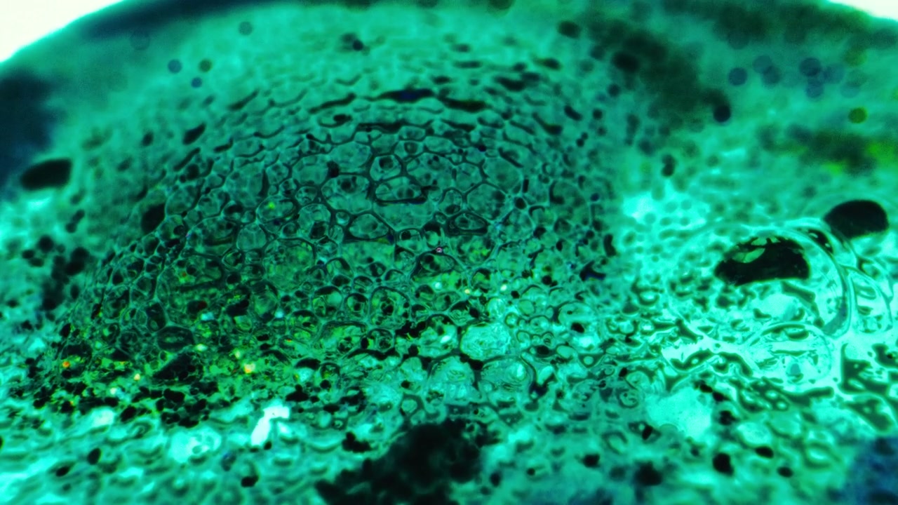 Macro Abstract Green Bubbling Liquid