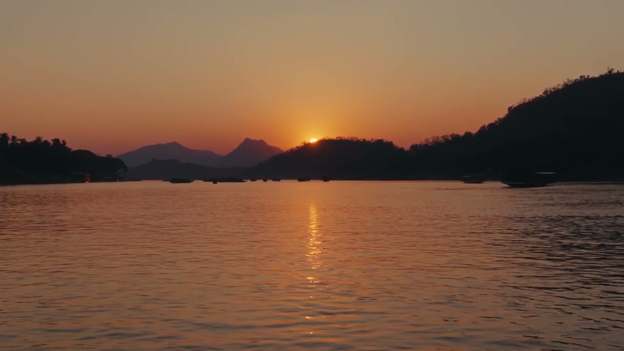 Mekong River Golden Sunset Landscape