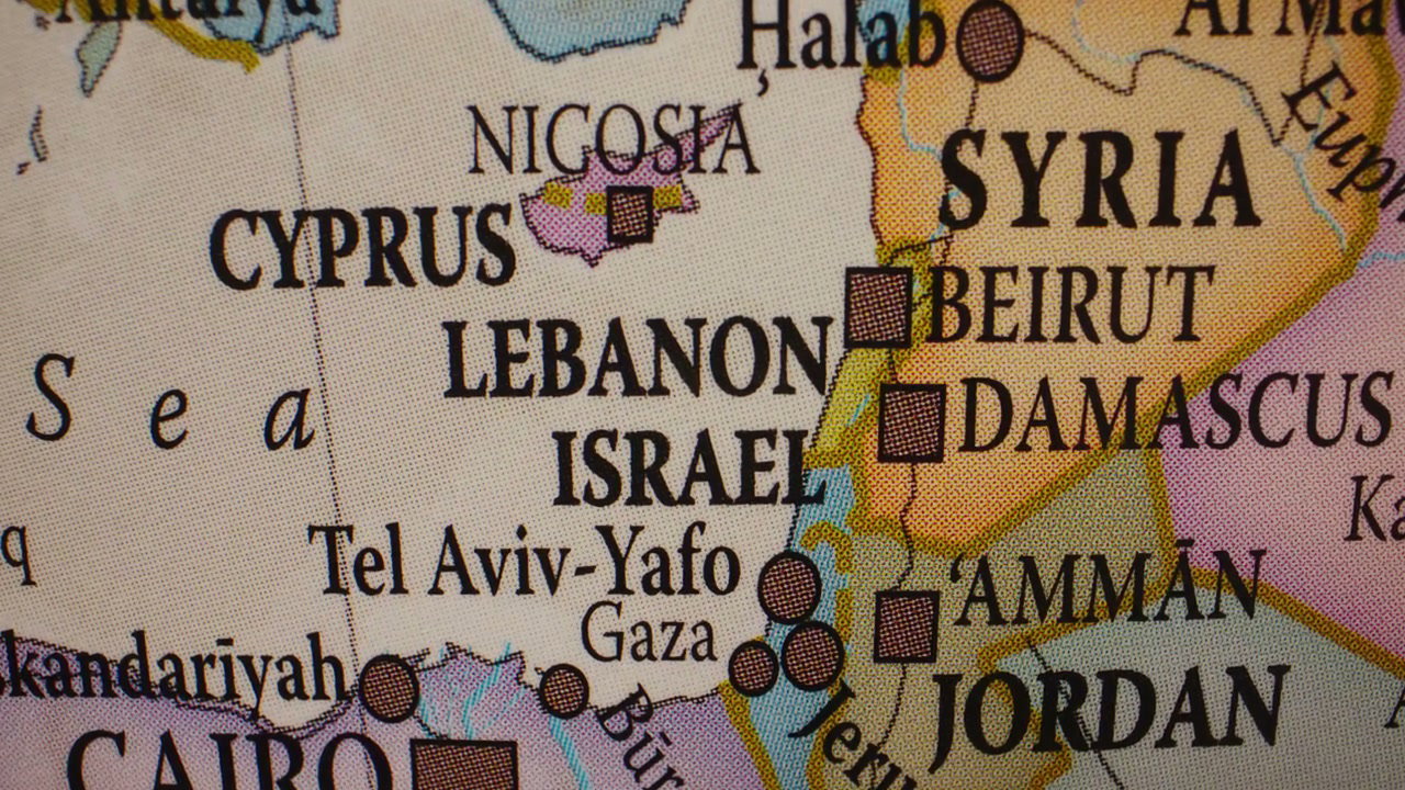 Close Up of Middle East Geopolitical Map