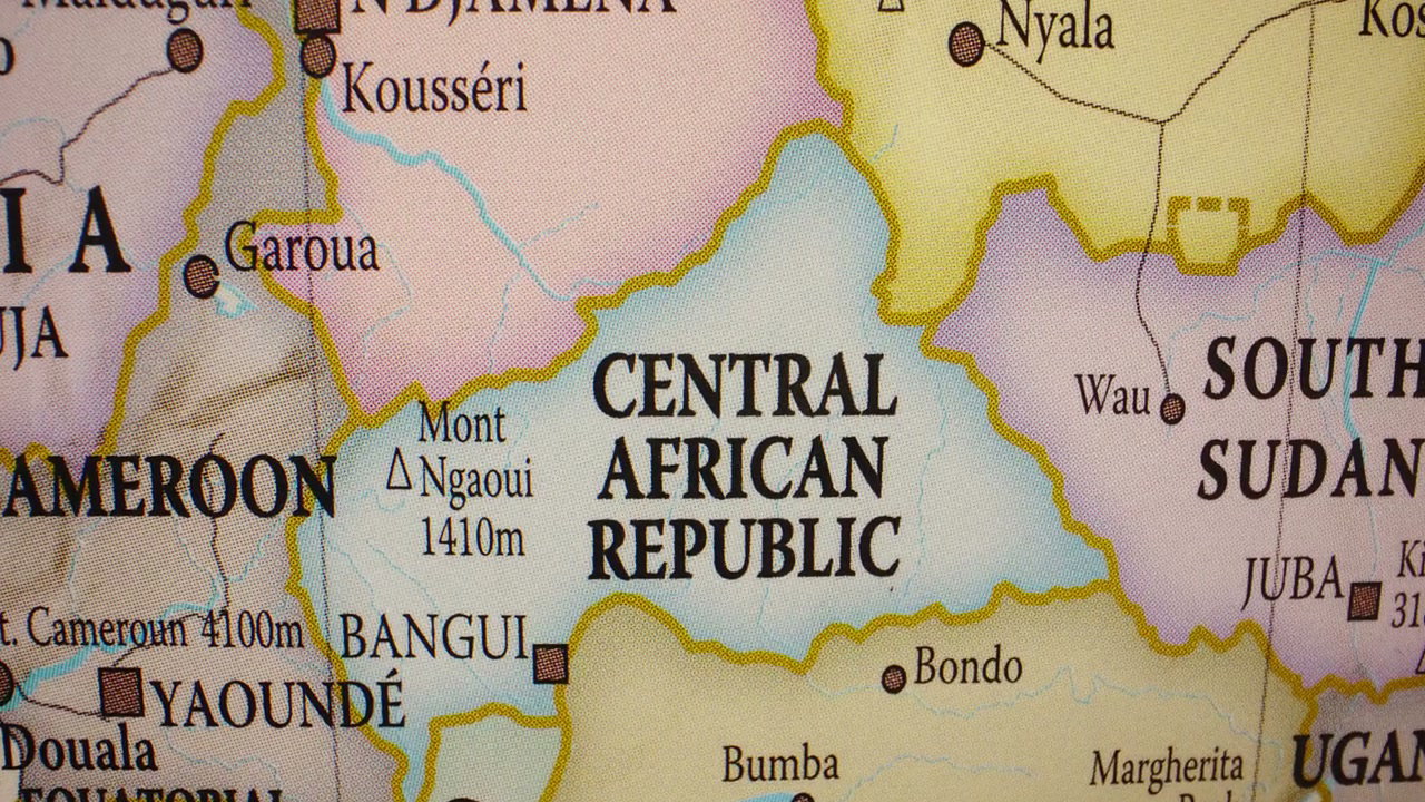 Central African Republic on World Map