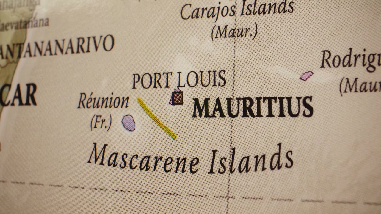 Mauritius and Mascarene Islands on a Map