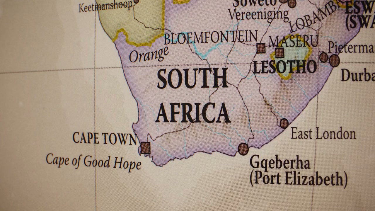 Vintage Geopolitical Map of South Africa