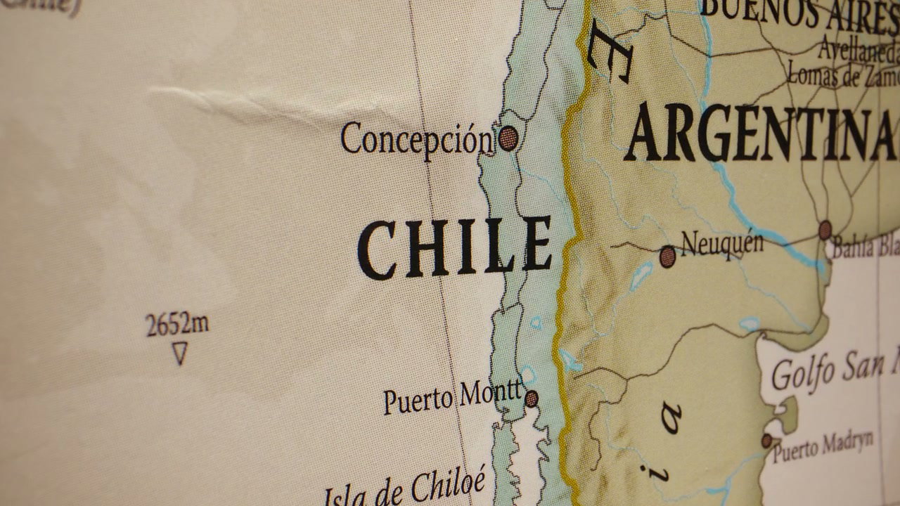 Close-up Map of Chile and Argentina
