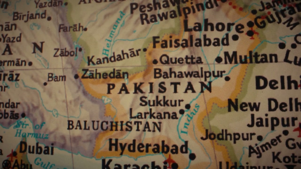 Retro World Map Pakistan Region