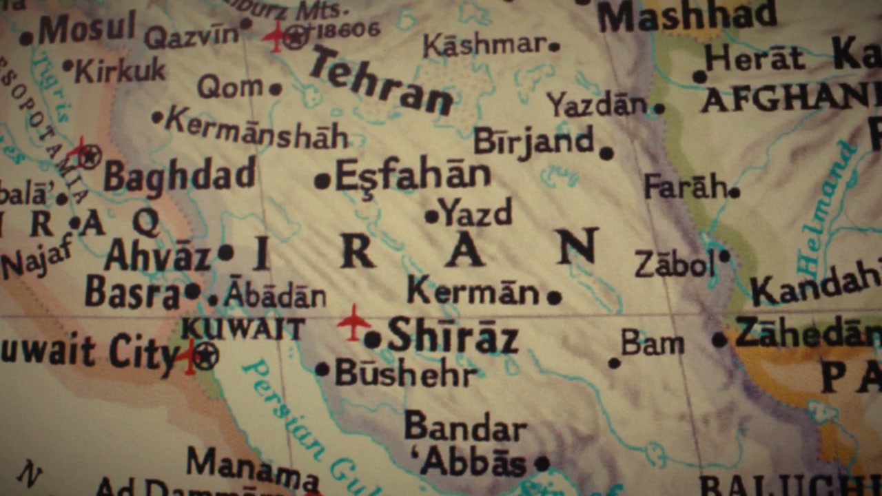Retro Map of Iran and Middle East