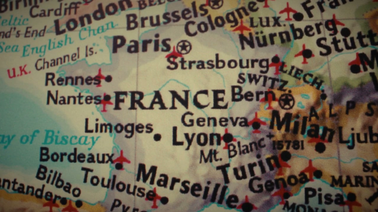 Retro World Map Focusing on France