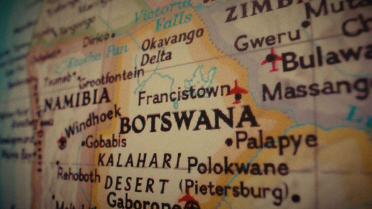 Retro Map of Botswana