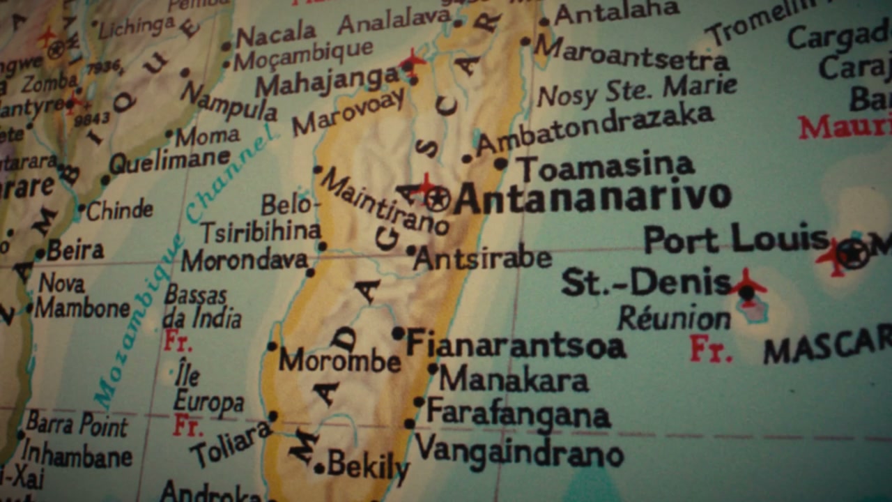 Vintage World Map of Madagascar Region