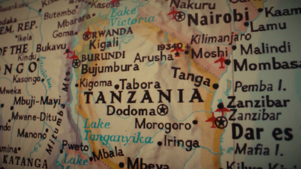 Retro World Map of Tanzania