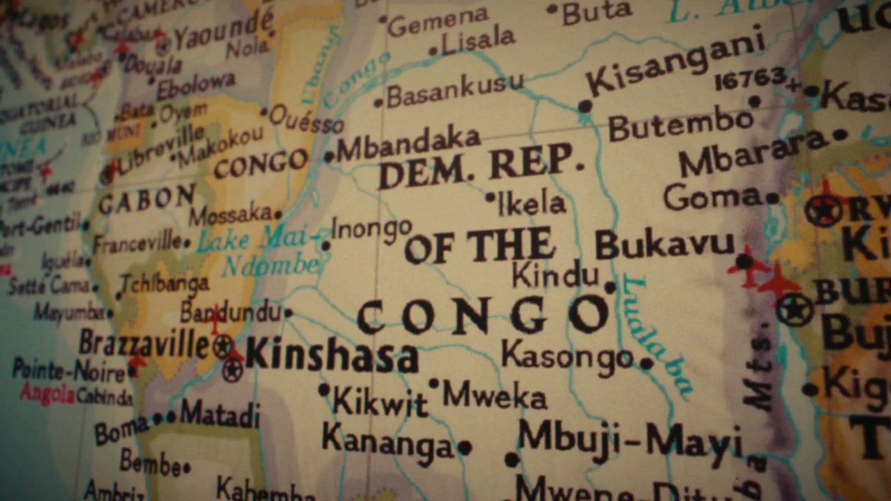 Vintage World Map of Democratic Republic of Congo