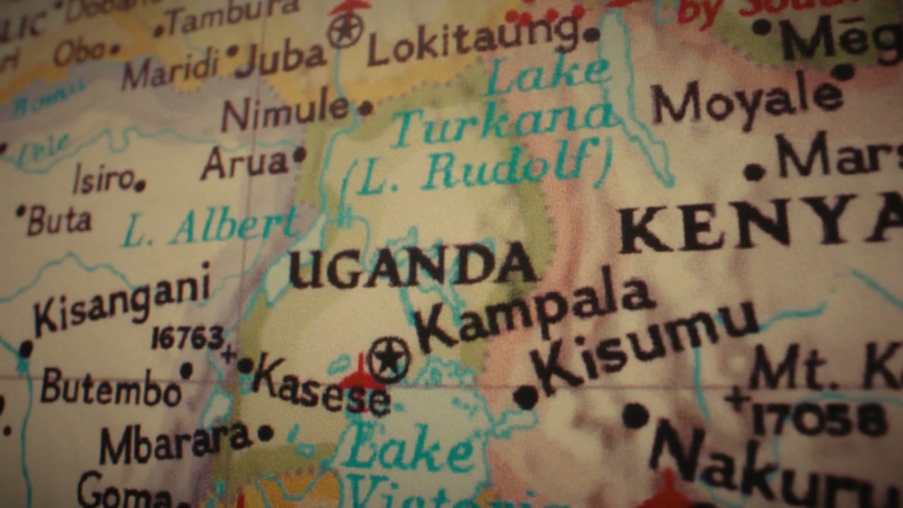 Retro World Map of Uganda and Kenya