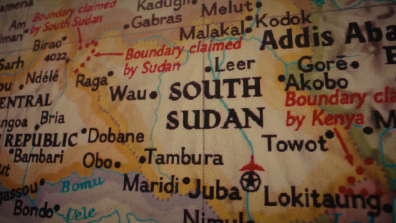 Vintage World Map of South Sudan and Africa