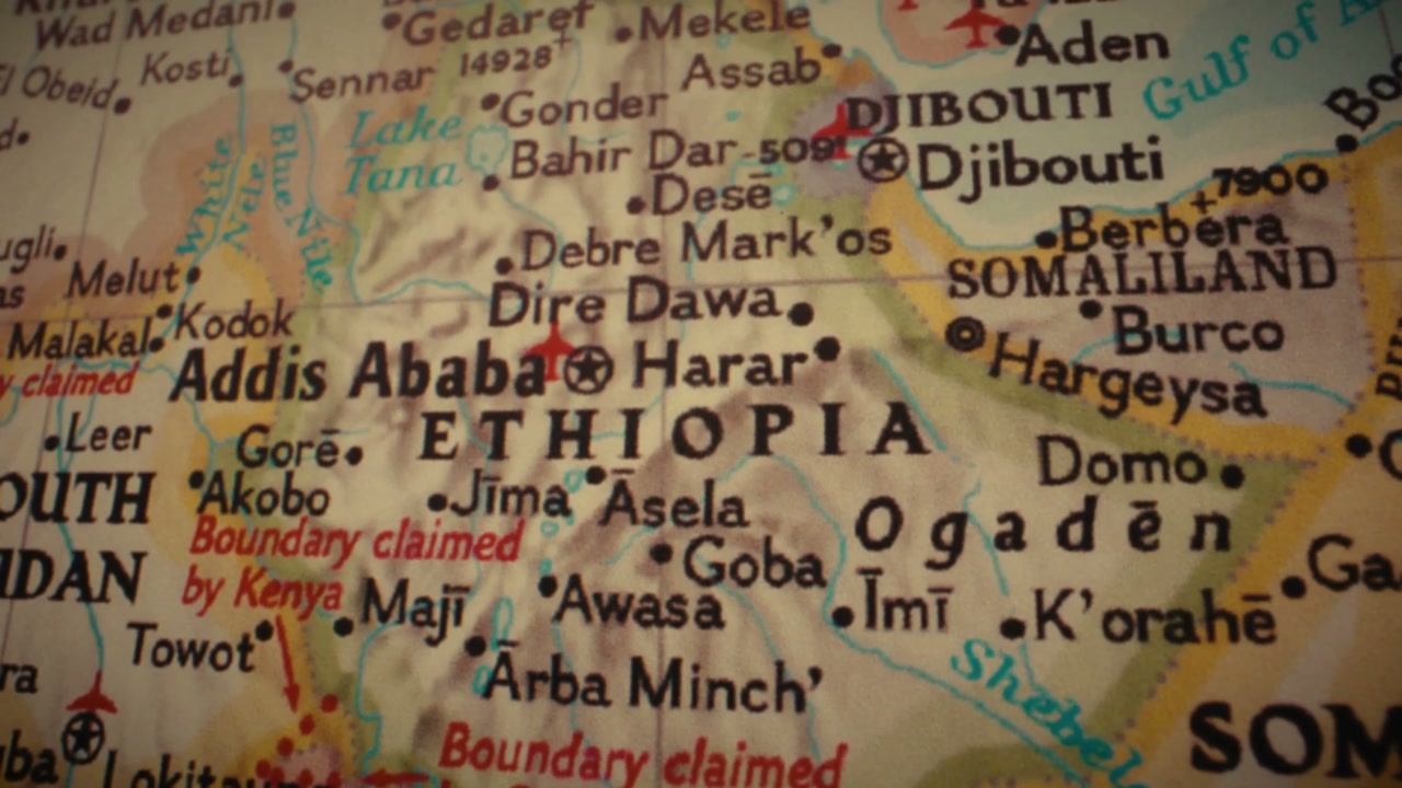 Retro World Map of Ethiopia