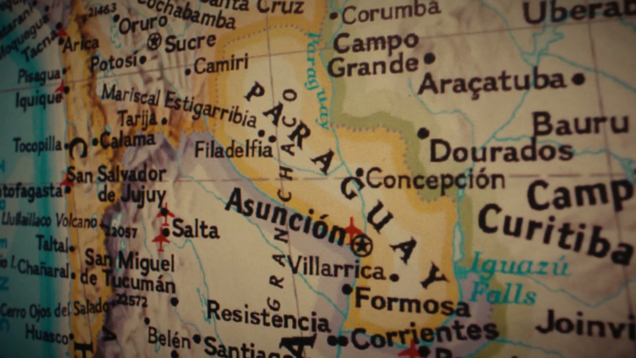 Retro Map of Paraguay and South America