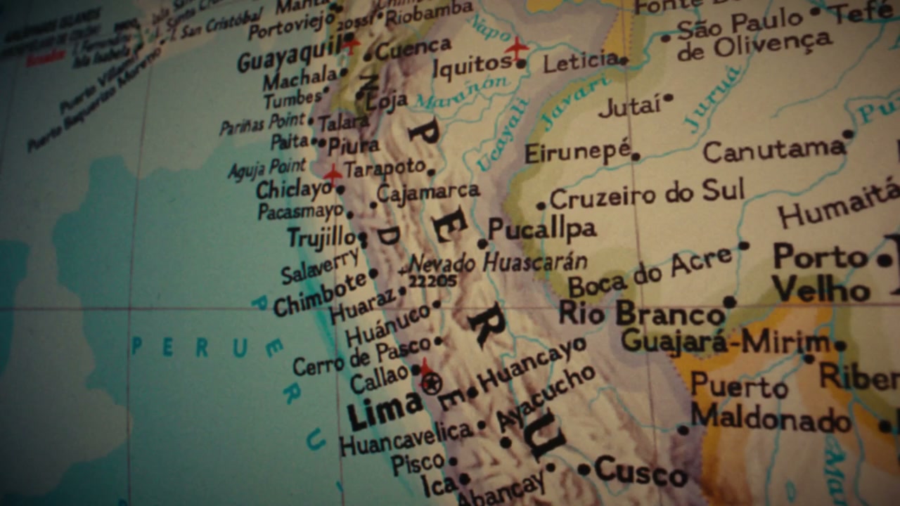 Vintage Map of Peru and South America