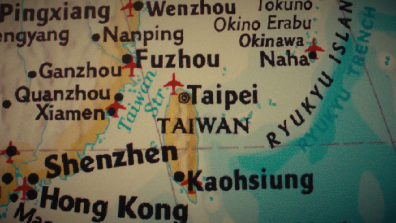 Retro World Map of Taiwan and China