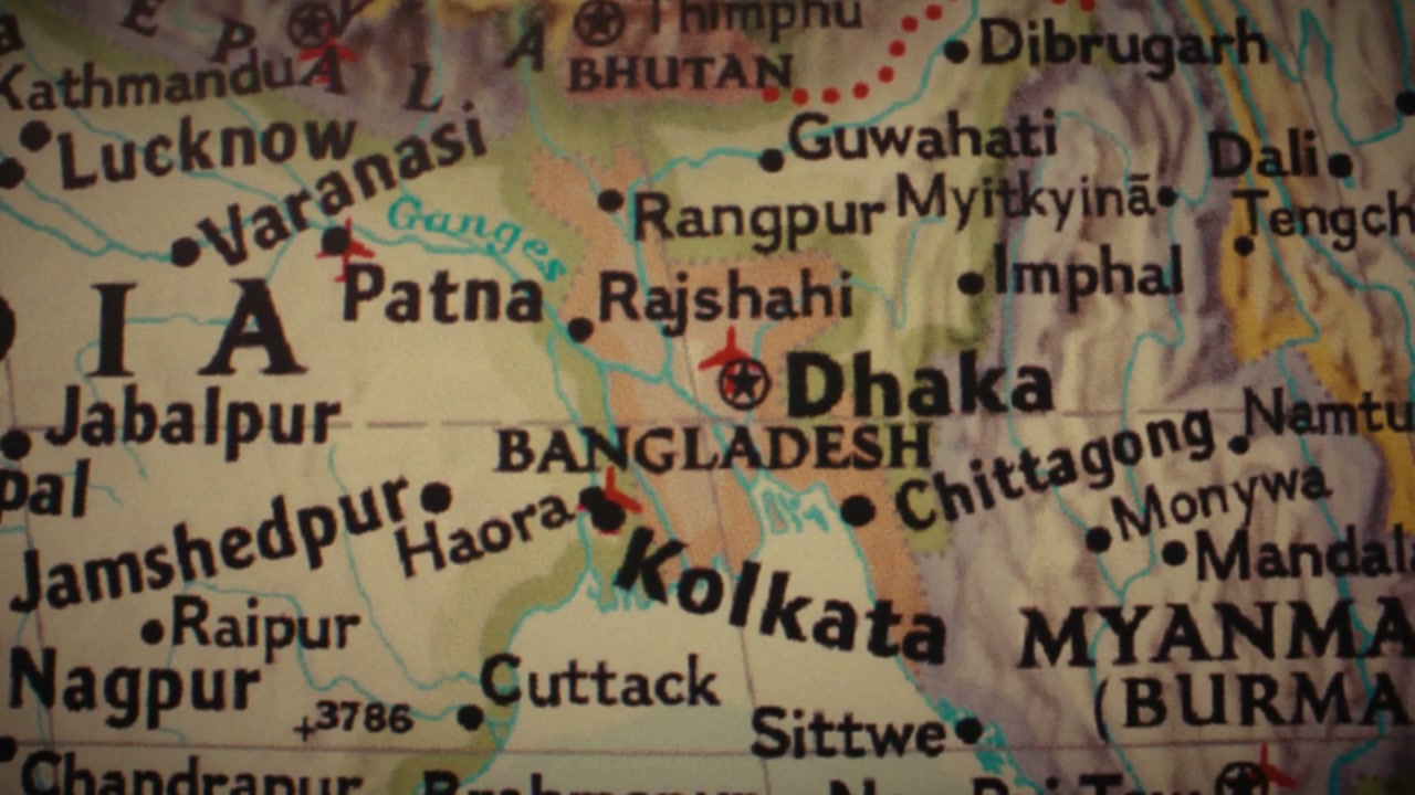 Retro World Map of South Asia Cities