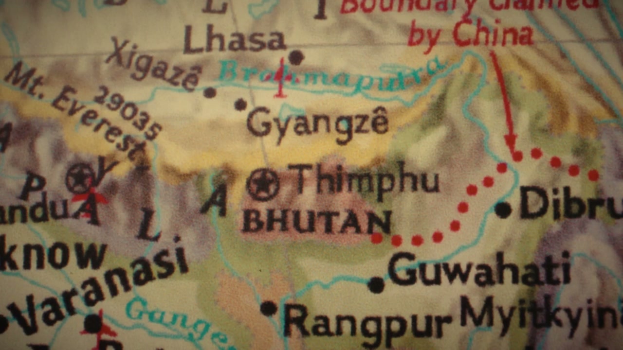 Vintage Map of Bhutan and Himalayas