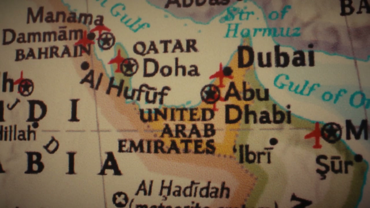 Retro Map United Arab Emirates Middle East