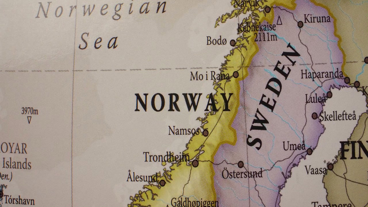 Zooming In on Map of Norway and Sweden