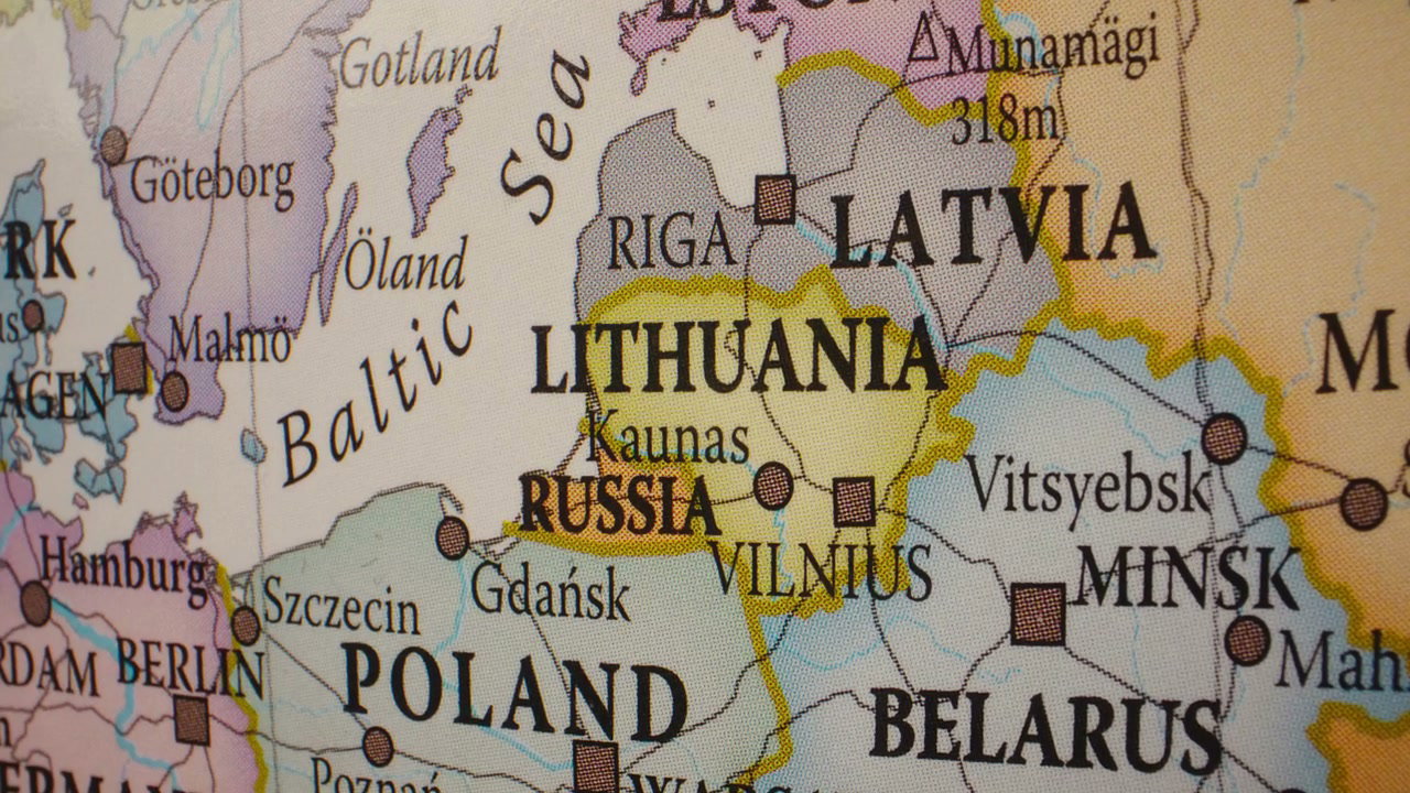 Close Up Vintage Map of Lithuania