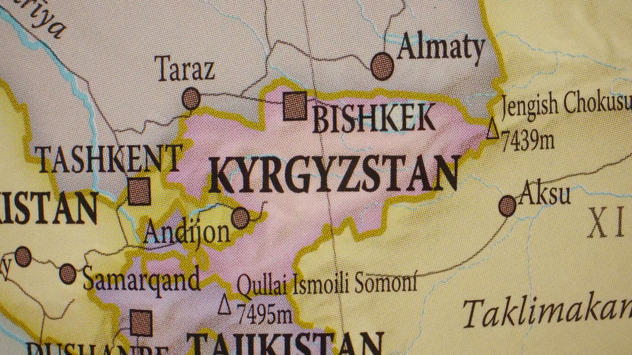 Map of Kyrgyzstan in Central Asia