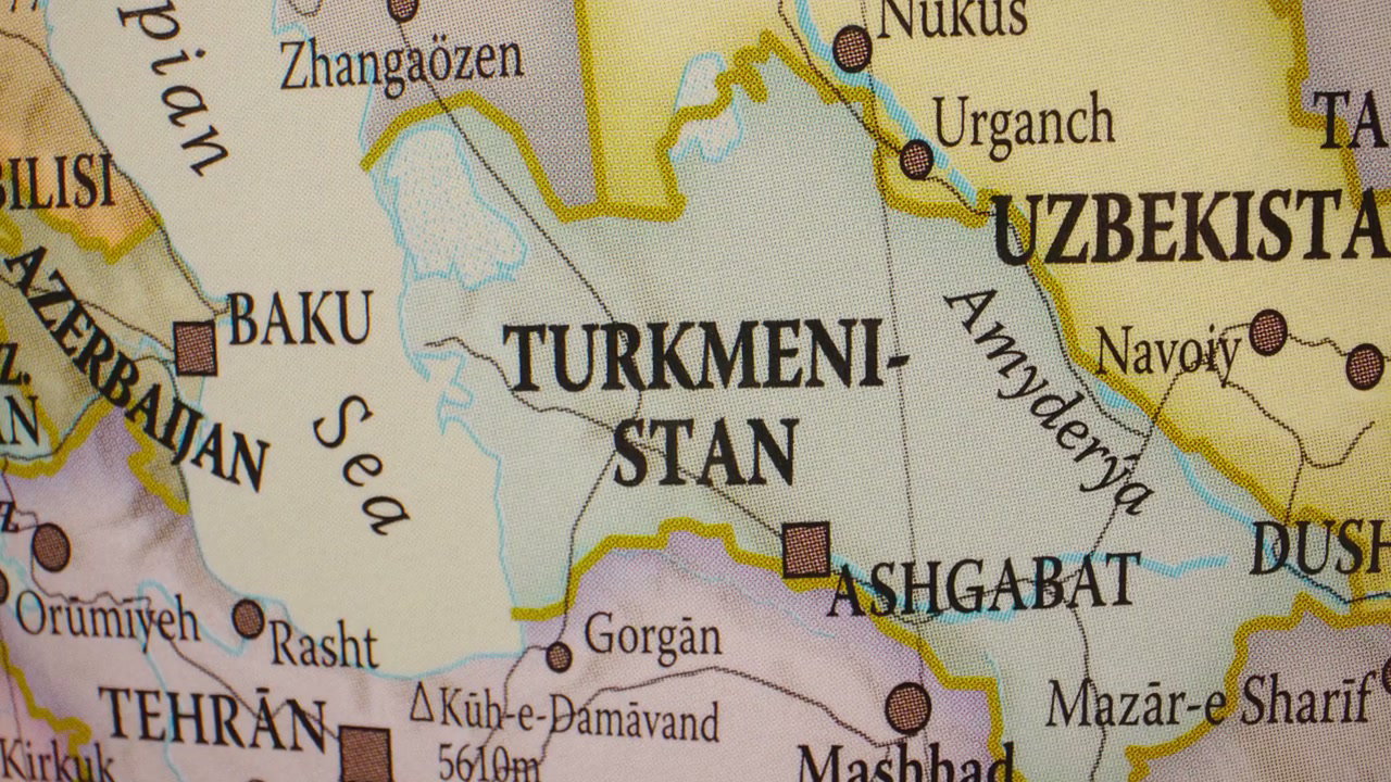 Turkmenistan Highlighted on a World Map