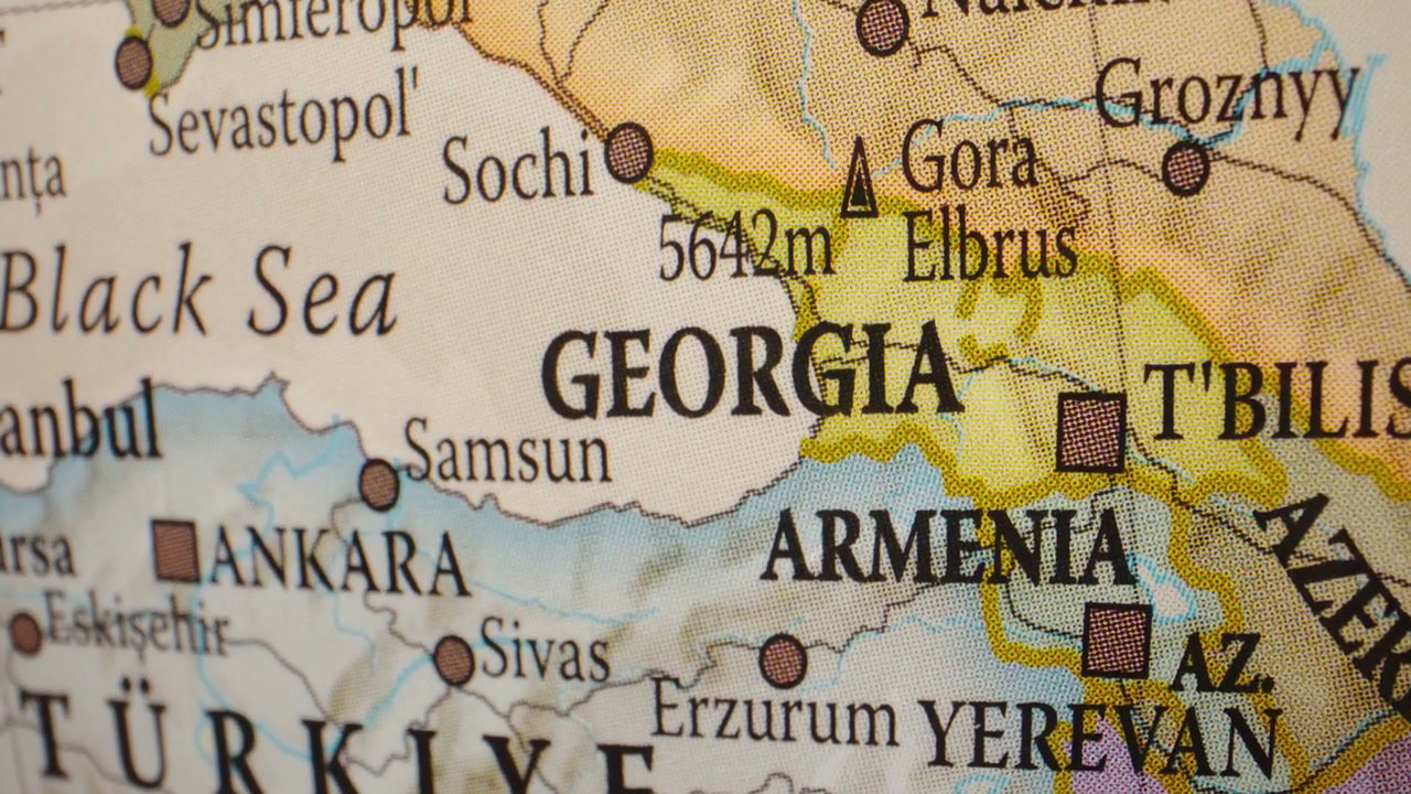Close-up of Map Showing Georgia and Armenia