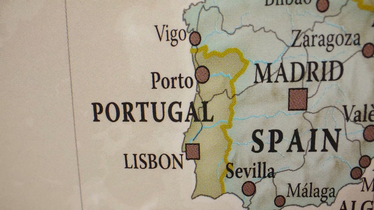 Map of Portugal and Spain