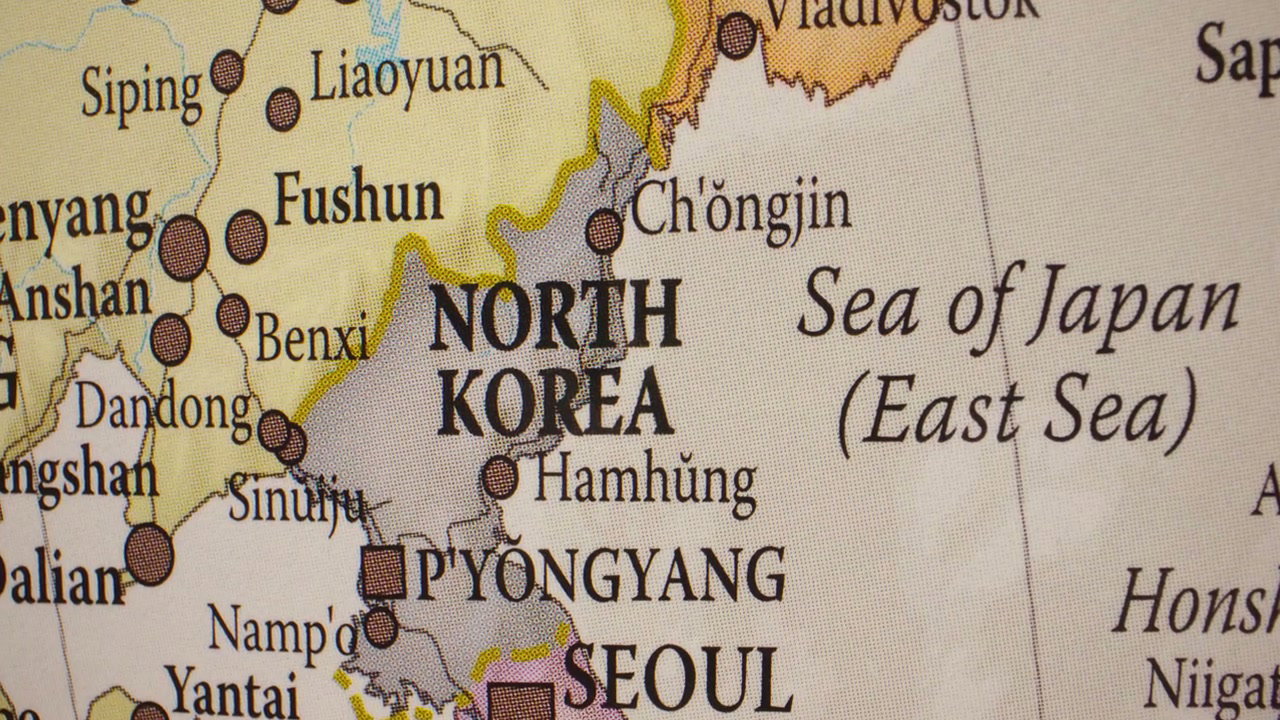 North Korea on a Physical Map