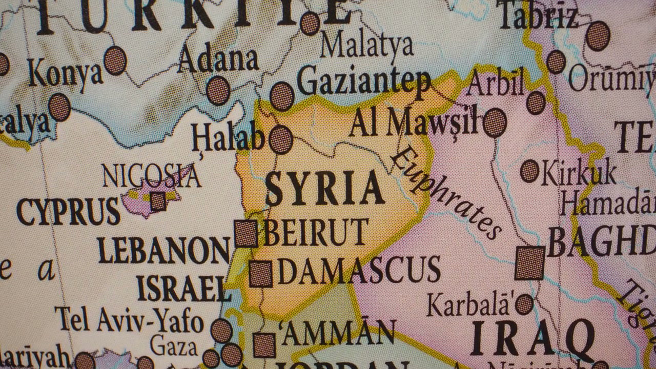 Close Up of Middle East on a World Map