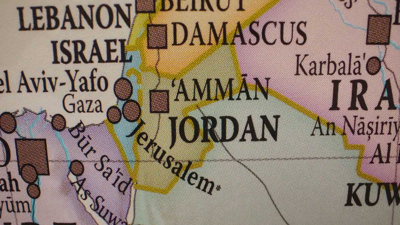 Zoom On Jordan And Middle East On A Map
