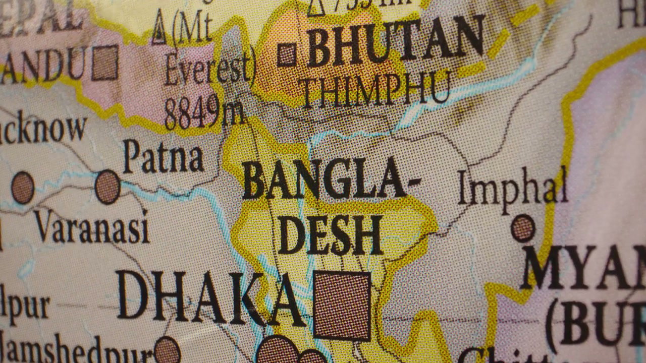 Physical World Map of South Asia
