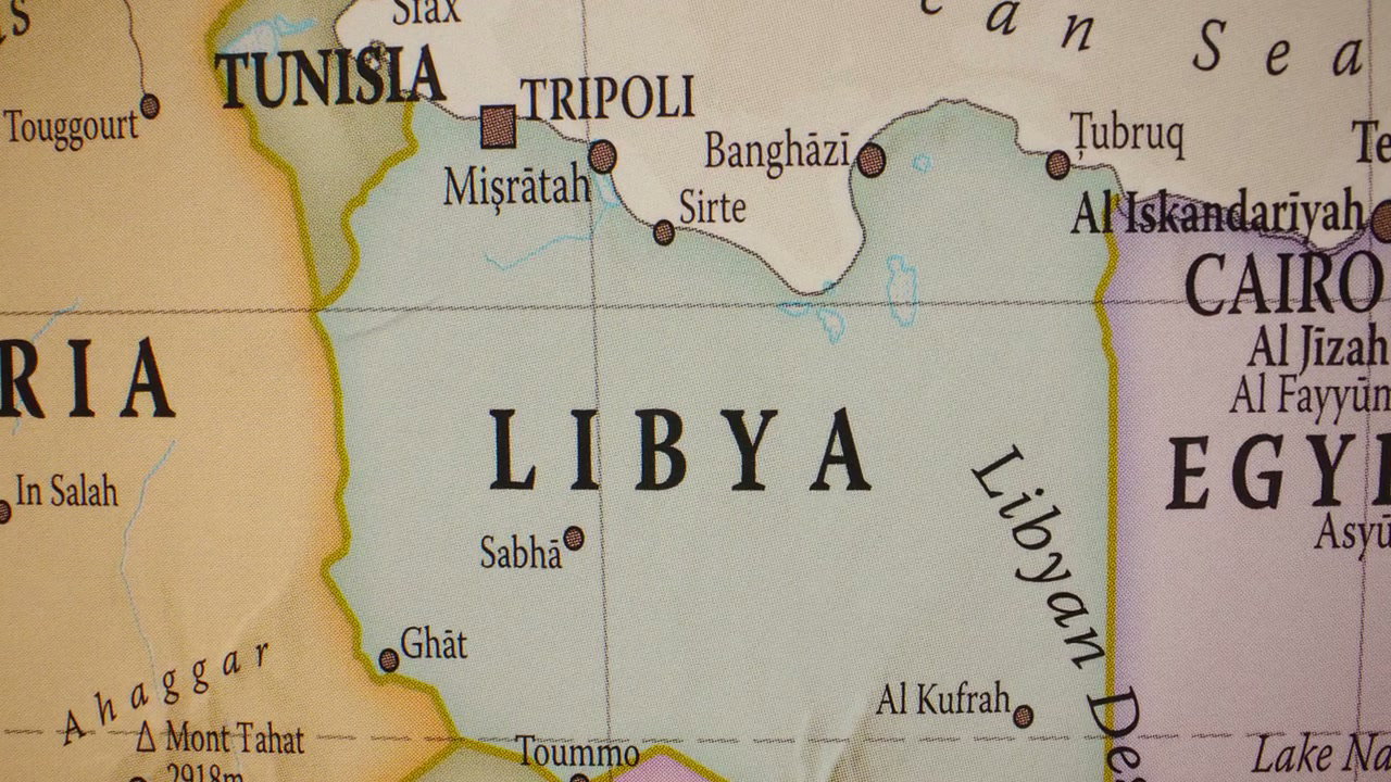 Close Up View of Libya on World Map