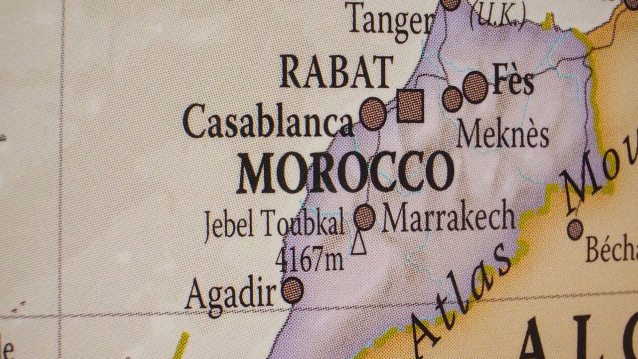 Morocco Country Map Close Up