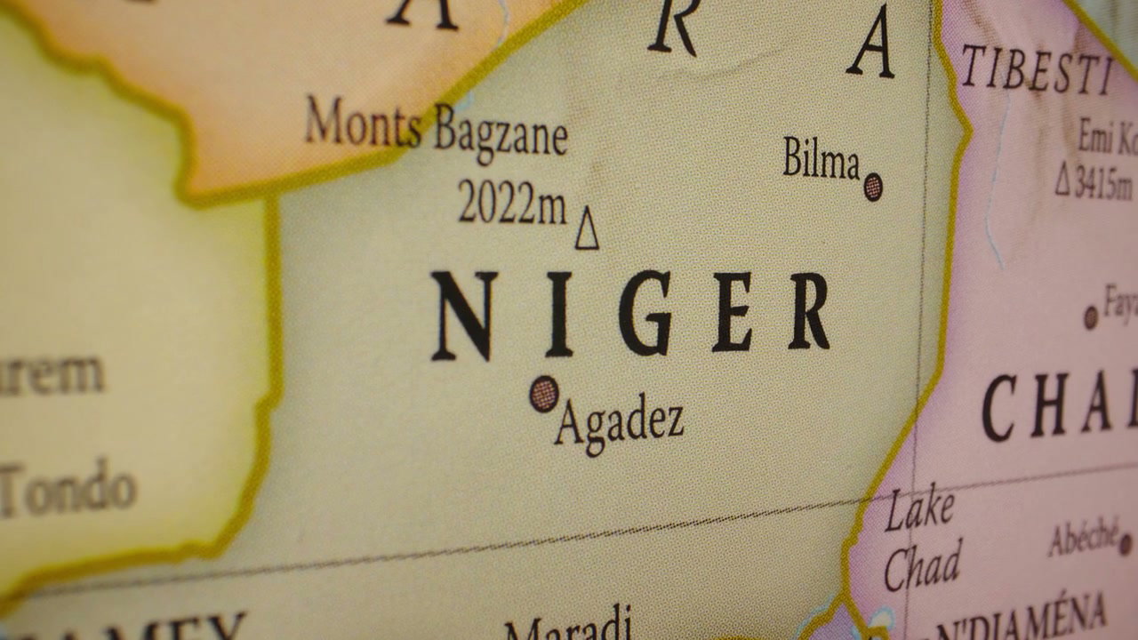Physical Map of Niger and Surrounding Countries