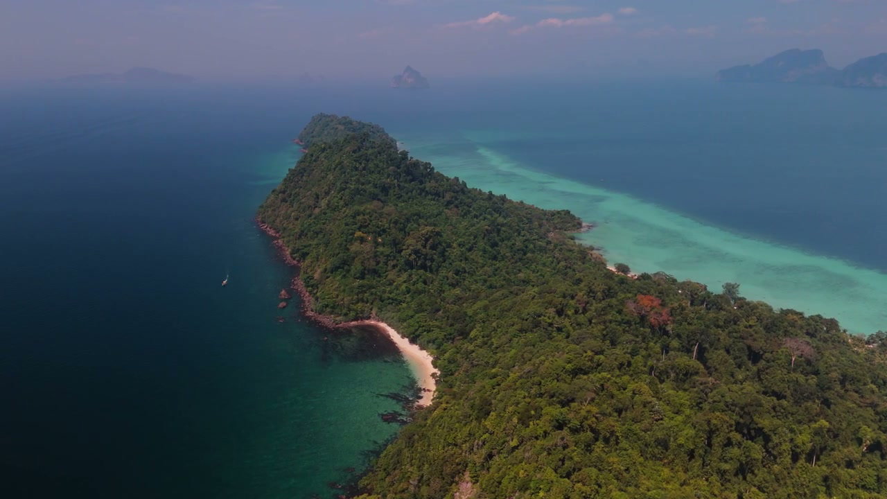 Tropical Island Coastline with Sandy Beach