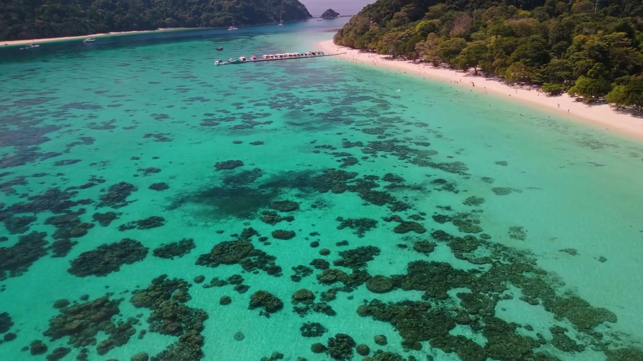 Thailand Tropical Beach Coral Reef Aerial