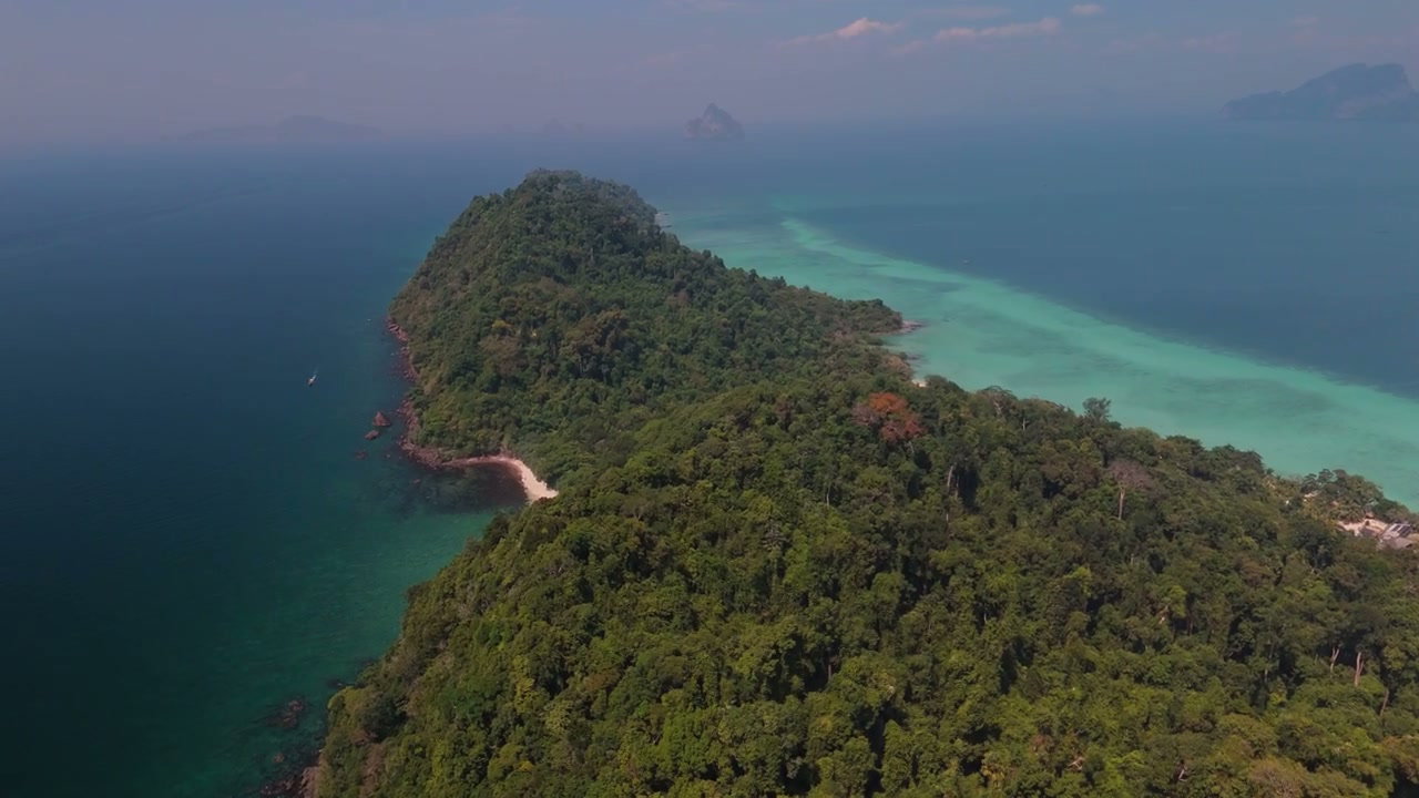 Aerial View of Tropical Island Coastline