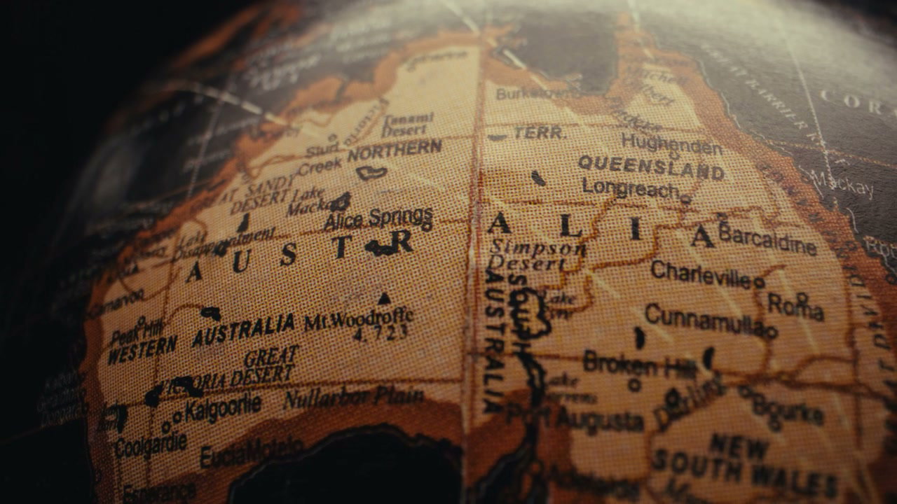 Vintage Globe Map Focusing on Australia