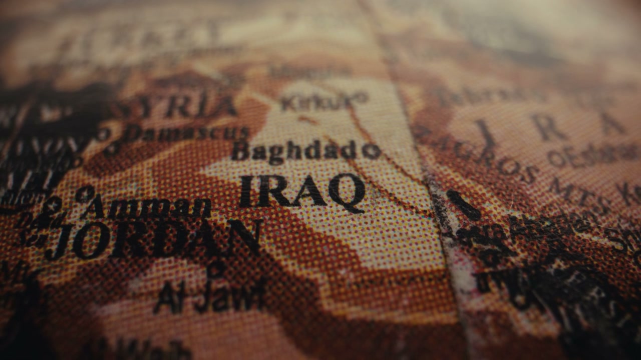 Vintage Globe Map of Iraq and Middle East