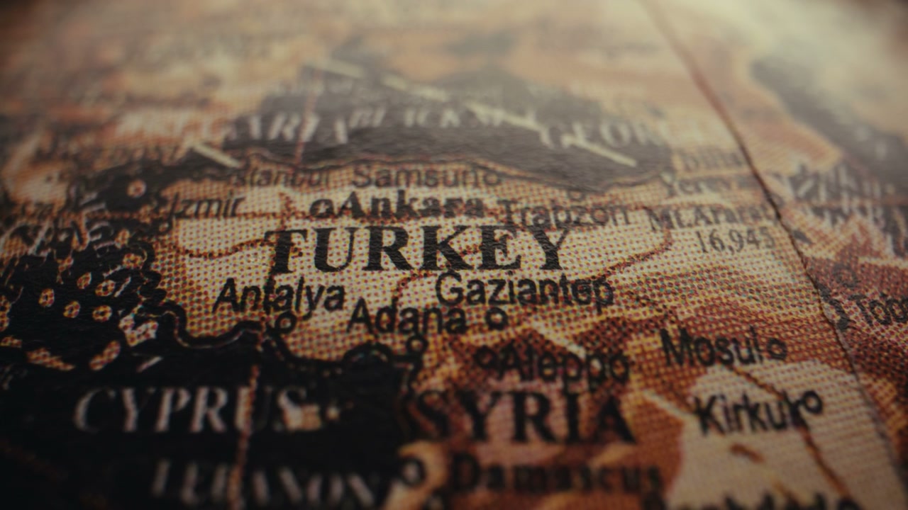 Vintage Globe Close Up on Turkey Map