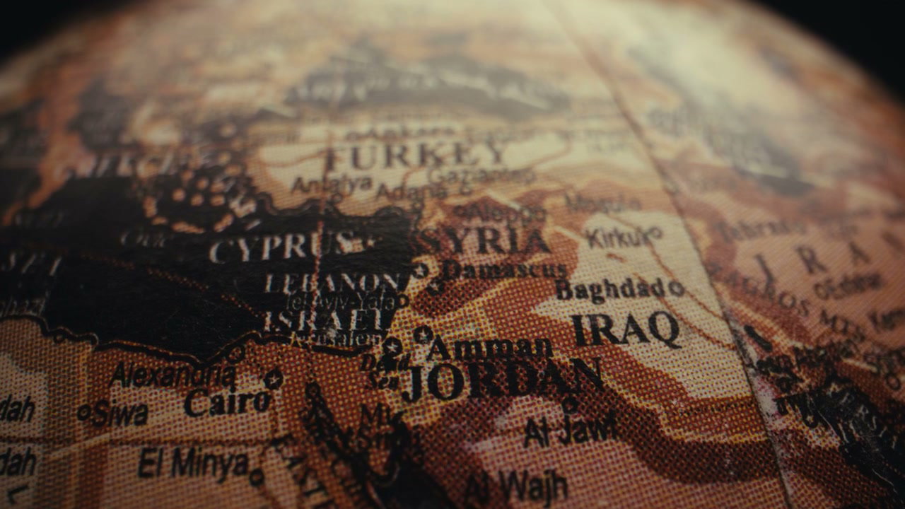 Vintage Globe Close Up on Middle East Map