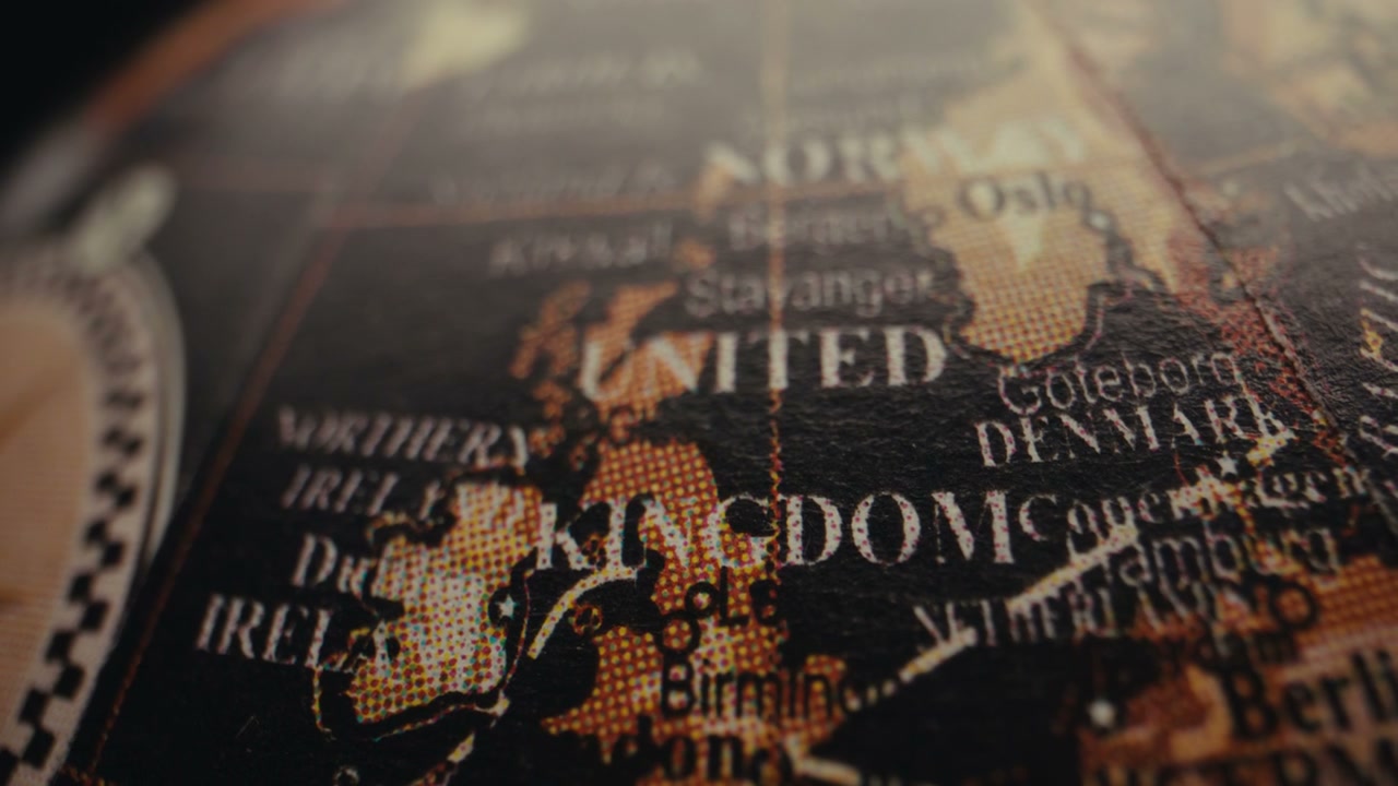 Vintage Globe Rotating Showing United Kingdom